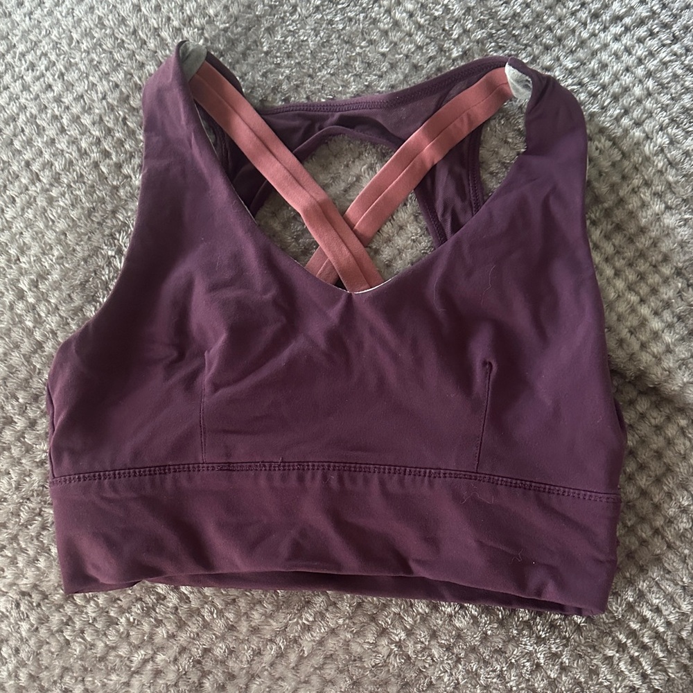 Born Primitive Cross-Back Sports Bra - Plum and Coral
